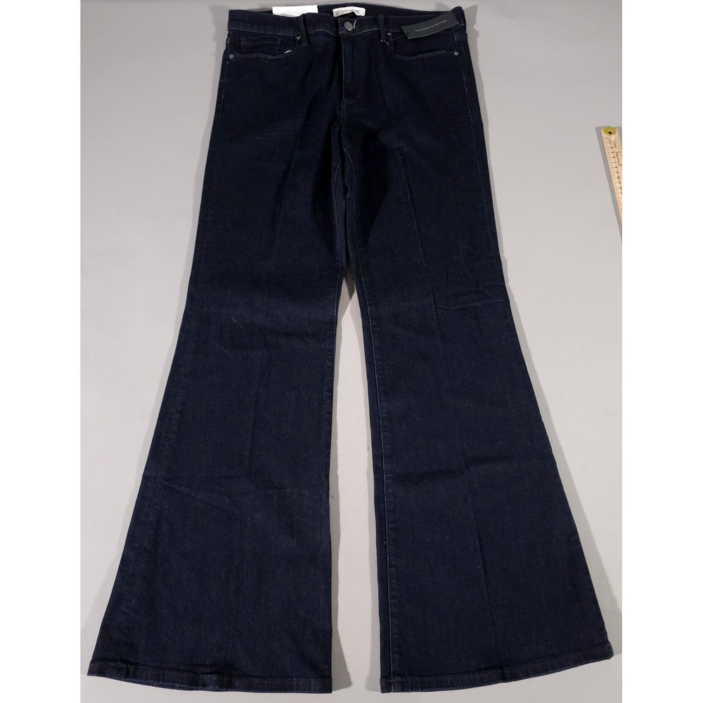 Banana Republic Flare Jeans Womens 32 Dark Wash Premium Denim Indigo Wide Leg